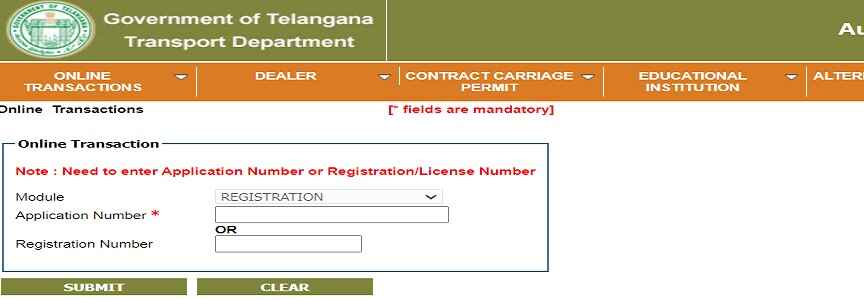 Vehicle Registration Details Status Search Online