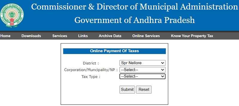 nellore property tax online - pay property tax online