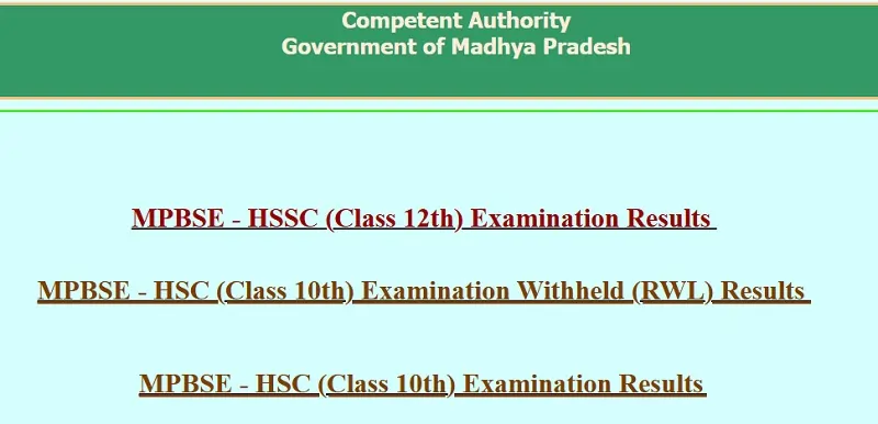 MP Board Result - Mp Board 10th Result - MP Board 12th Result - MP Board HSC Result - MP Board HSSC Result