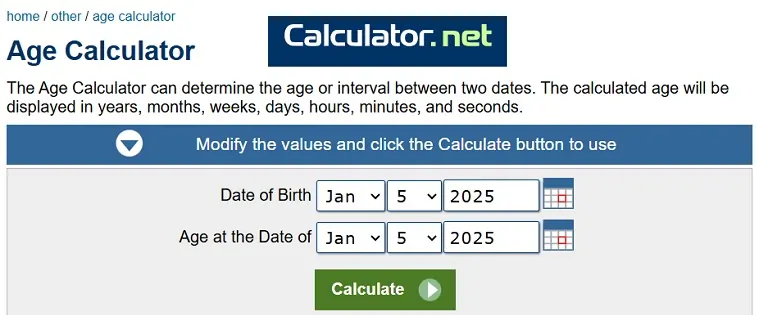 Date Of Birth Calculator - DOB Calculator - DOB AGE Calculator 